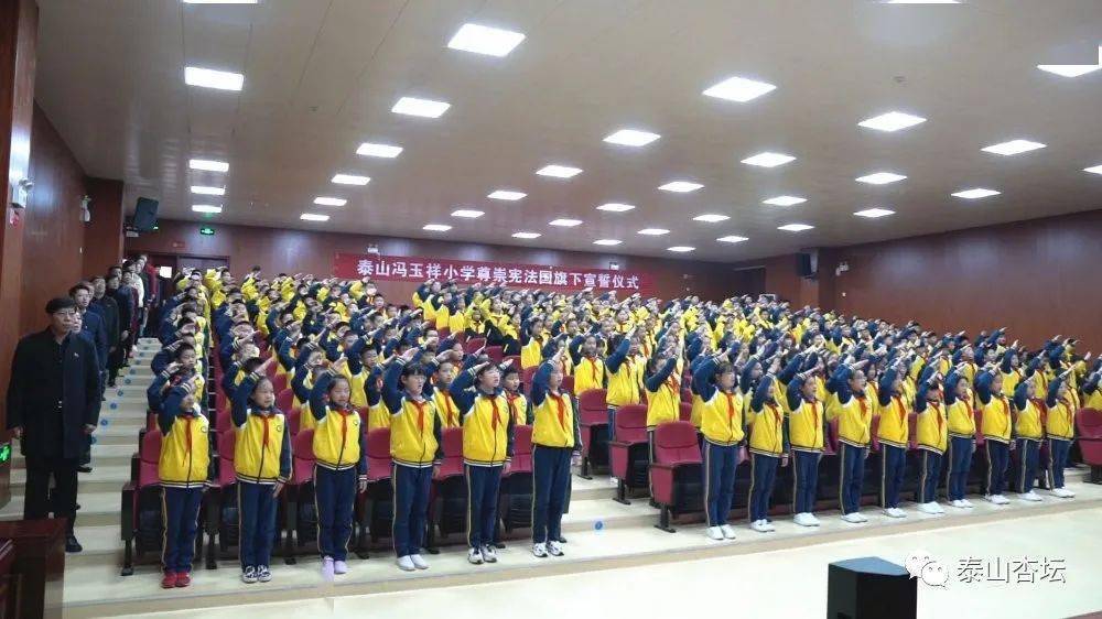 泰山冯玉祥小学举行尊崇宪法国旗下宣誓仪式