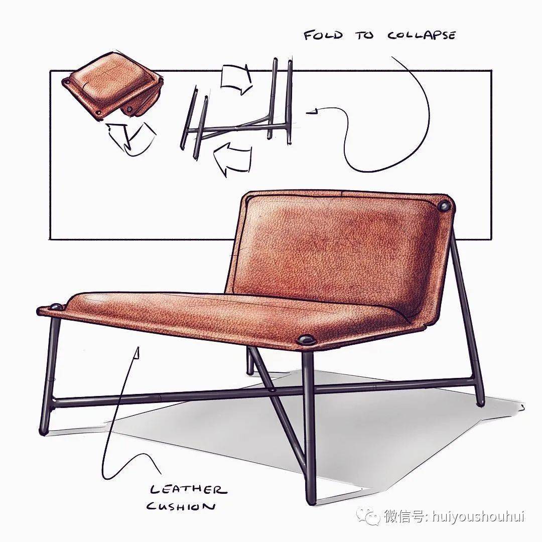 巴塞罗那椅手绘效果图图片