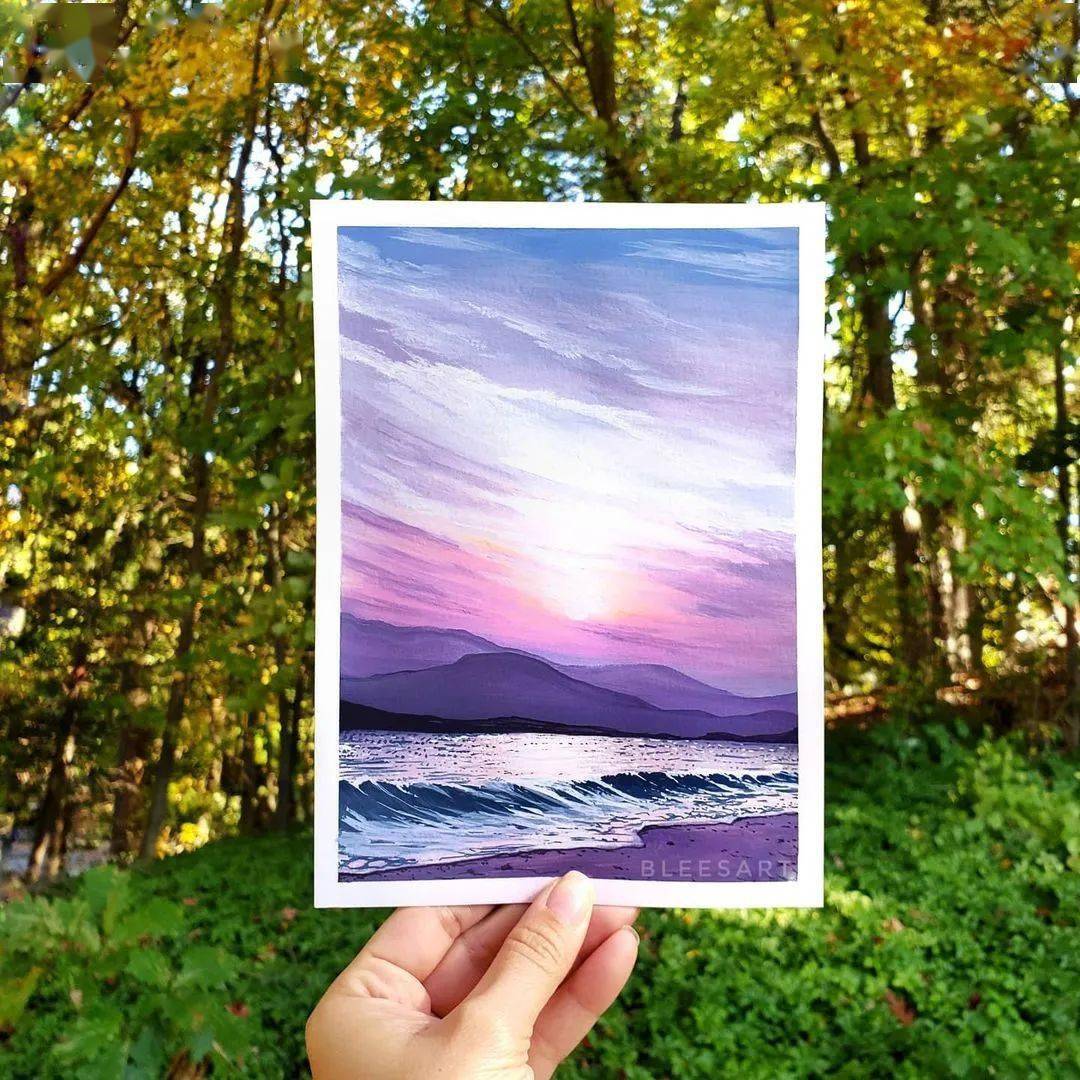 非常优美的手绘风景画意境很美