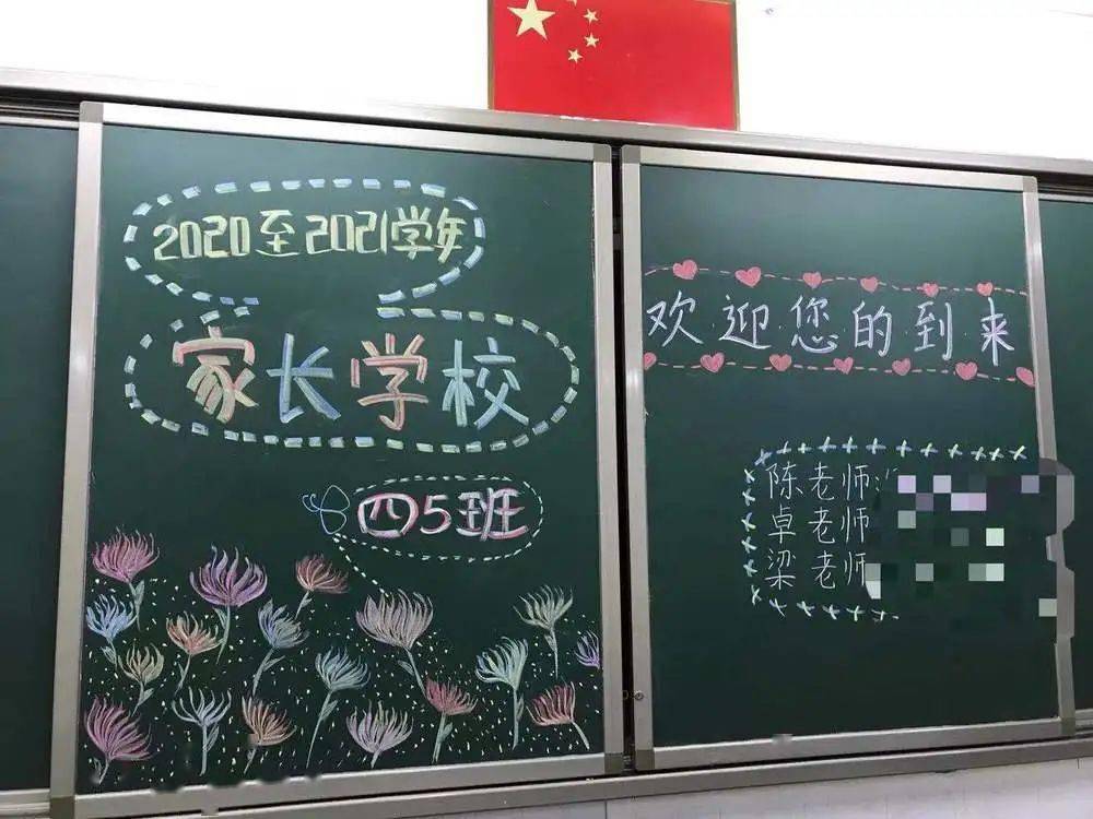 黑板上画着精美的家长会主题或欢迎标语,所有的准备都向家长们展示着