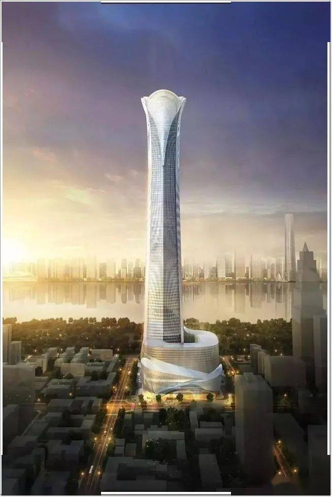 武汉长江之门与武汉绿地中心隔江相对,两组直插天际的摩天大楼就如同