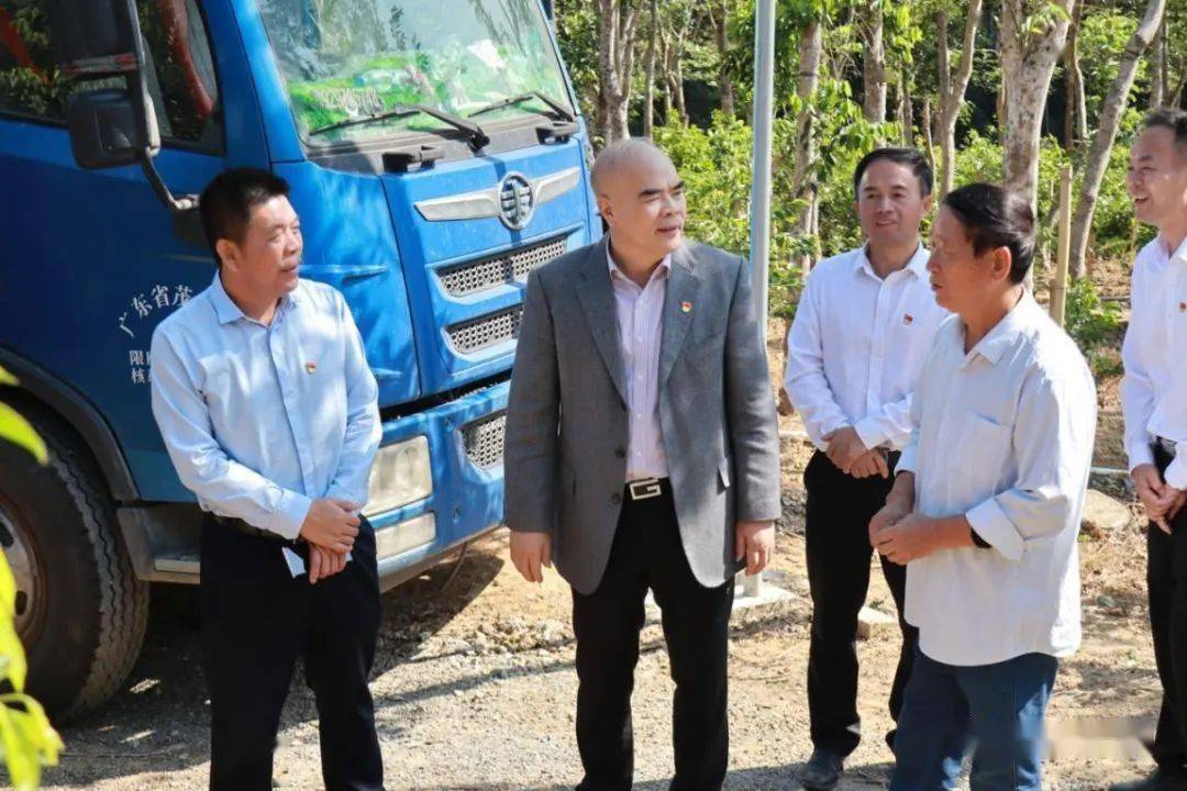 市委书记许志晖,电白区委书记谭剑锋,沙琅镇委书记吴伟华,现场考察