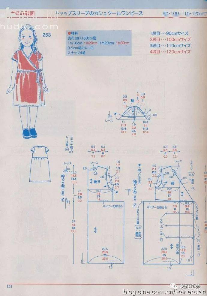 【裁缝学苑】儿童改良汉服连衣裙 裁剪图