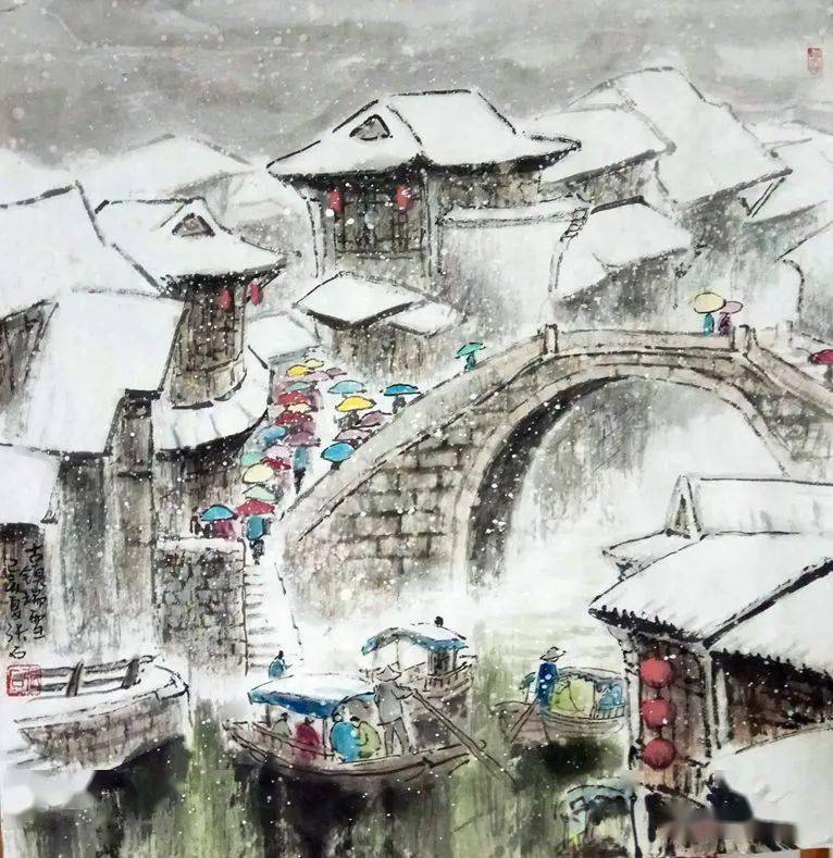 国画:江南雪