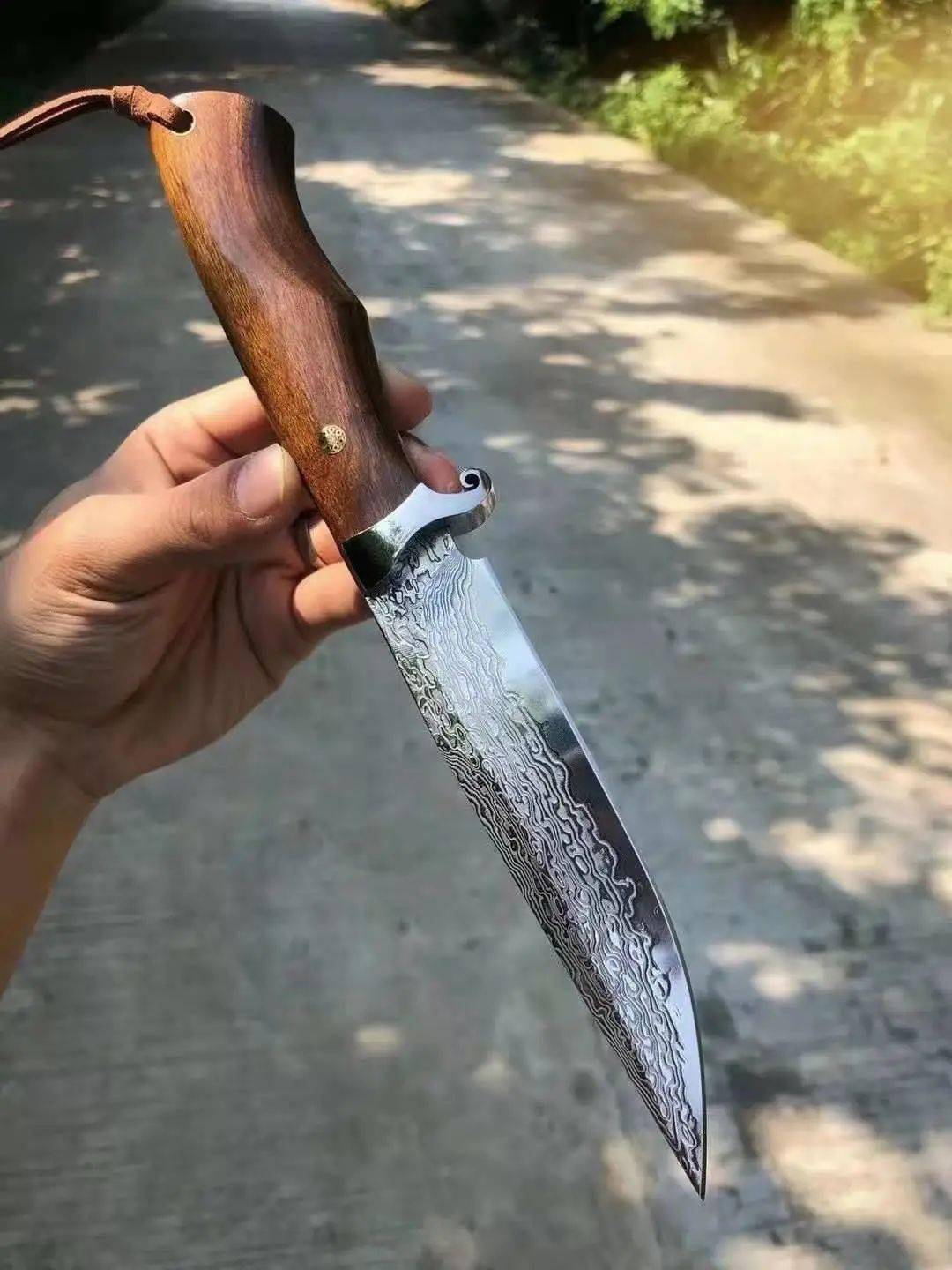 新品来袭征途高品质大马士革钢猎刀438纯手工制造进口锻造大马士革钢