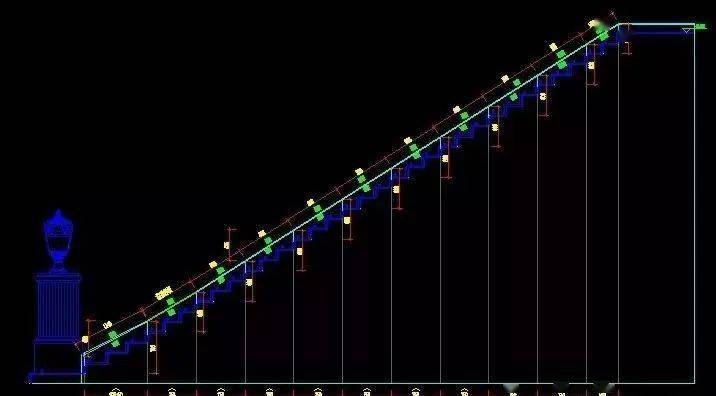 石材旋轉樓梯cad素材正面與側面平面圖參考