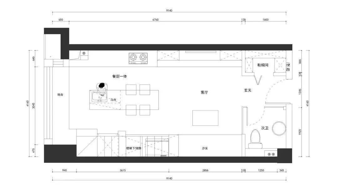 40平loft单身公寓现代极简风黑白灰的设计格调满满