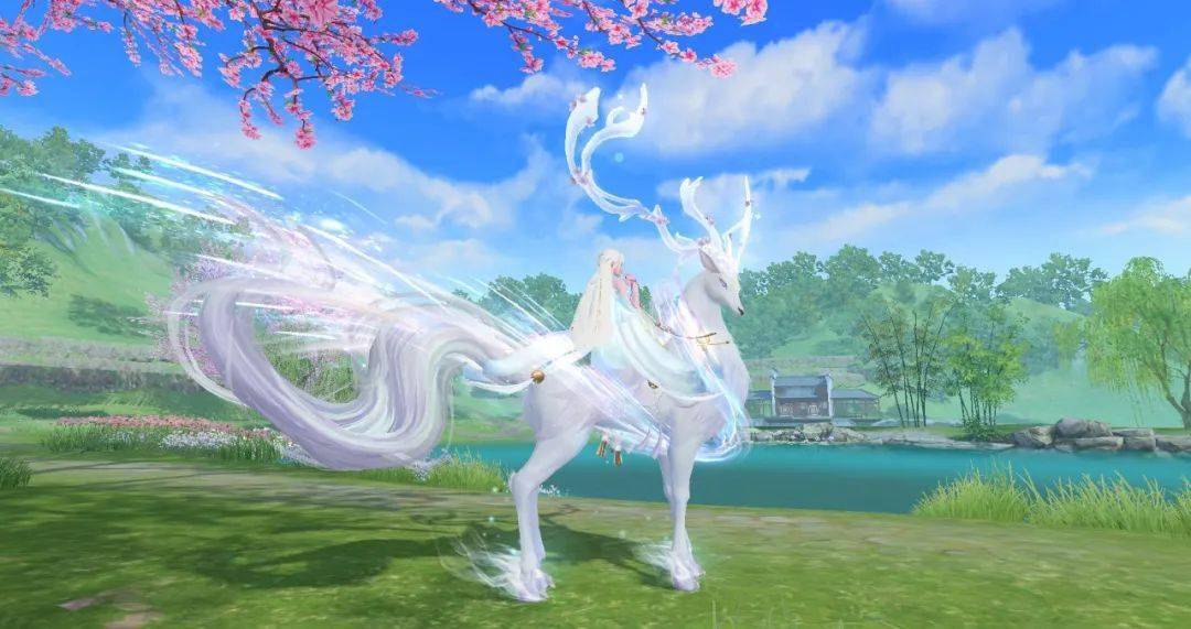 神鹿现世翩然入梦绝美九色鹿坐骑上线快骑上它来寻觅山海