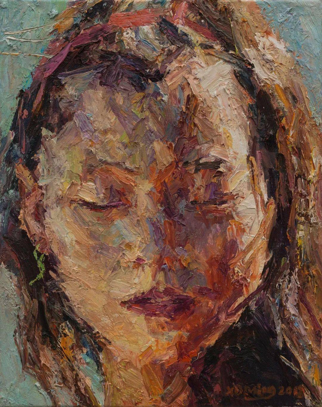 央美教授谢东明油画