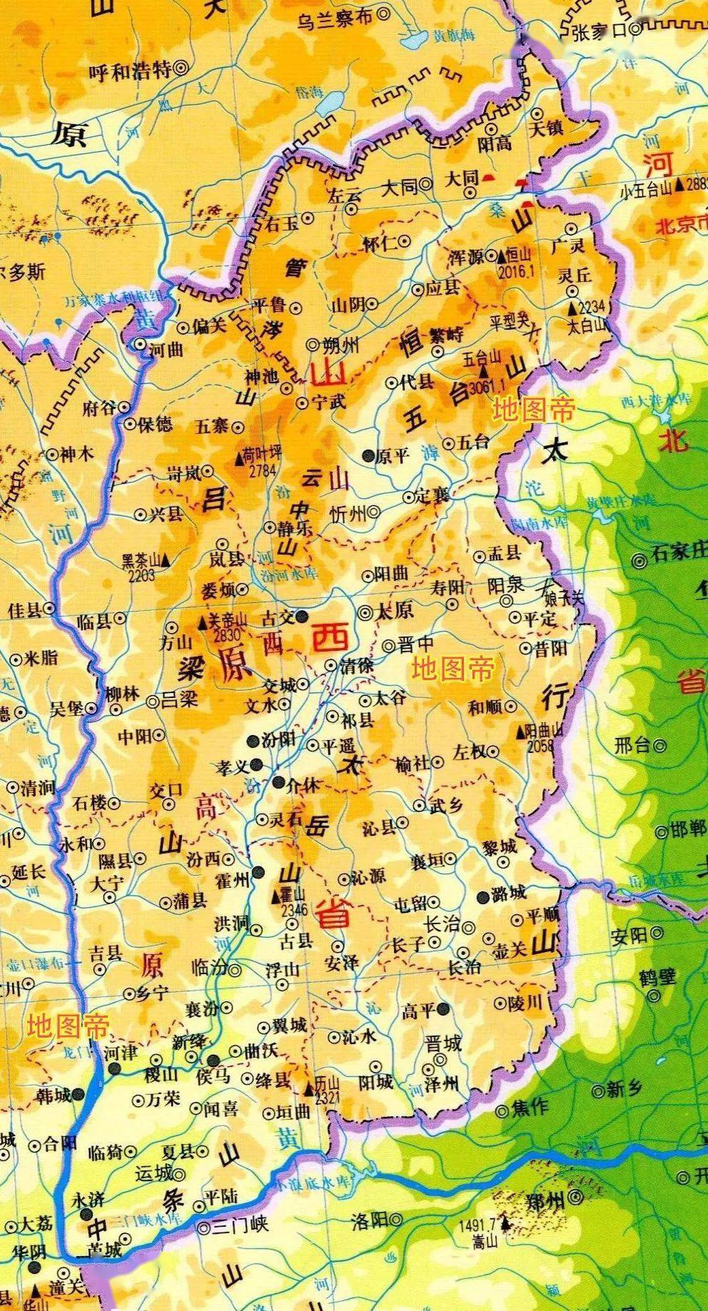 山西与河南交界地图图片