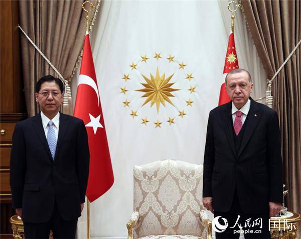中国新任驻土耳其大使刘少宾向土耳其总统埃尔多安递交国书