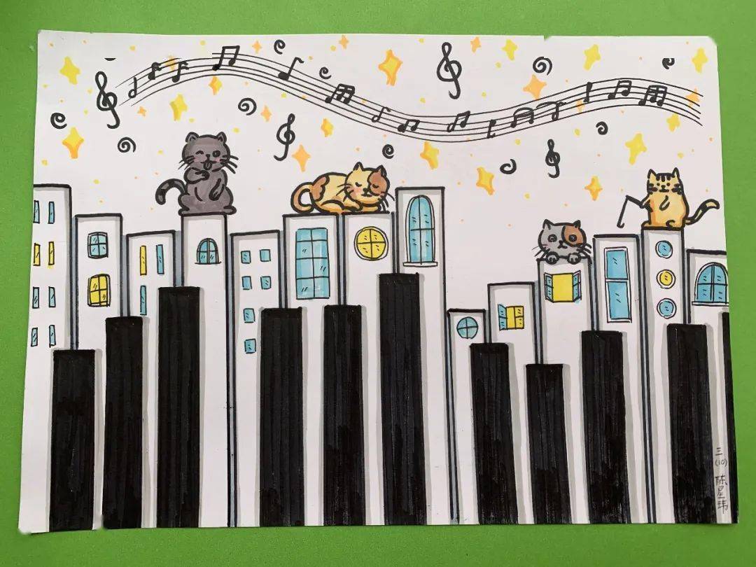 有趣的间隔排列记长安中心小学三年级数学创意画活动