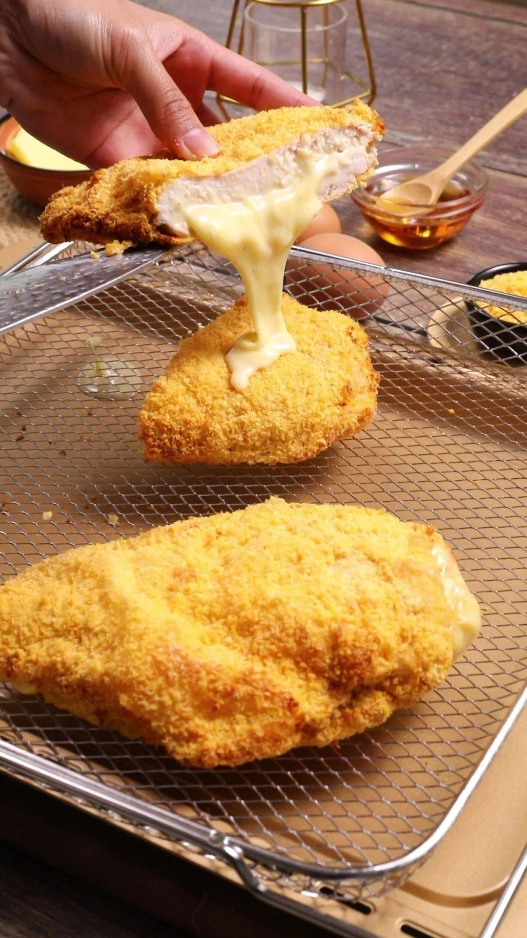 爆浆芝士鸡排 | 不加一滴油低卡版