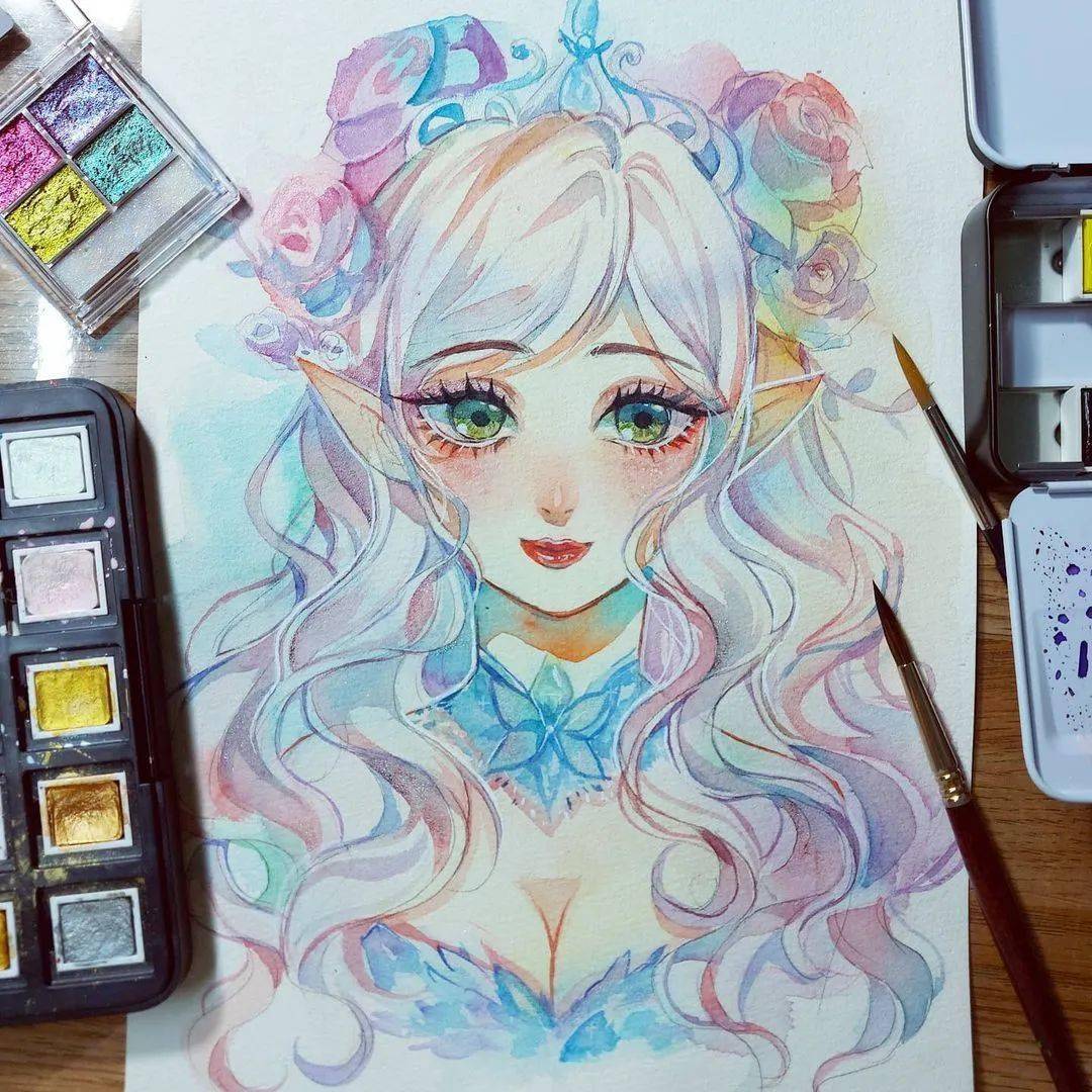 水彩美少女大奉送看着好有绘画欲望啊