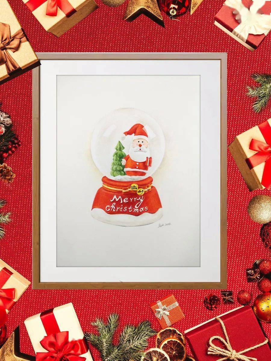 彩铅教程圣诞礼物教大家画一只圣诞八音盒