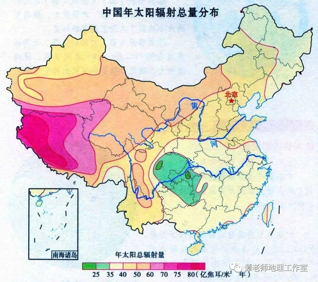 中国太阳辐射分布图图片