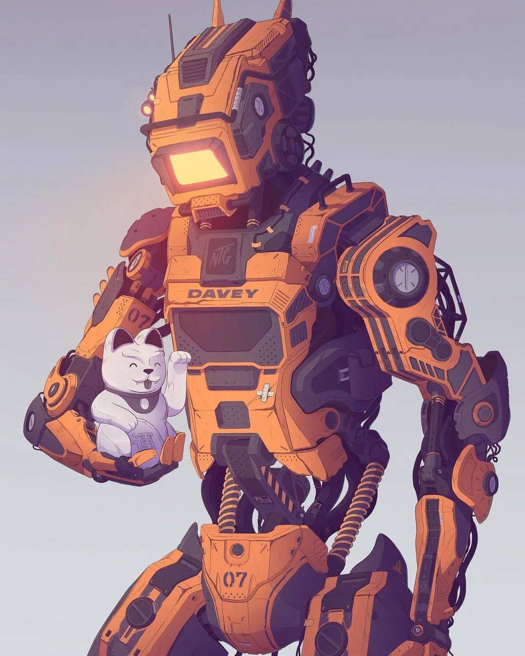 硬核这插画有赛博朋克感觉了