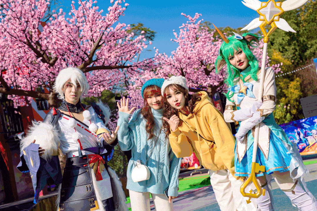 粉色浪漫樱花街是最受欢迎的打卡点之一,缓缓飘落的粉色樱花,大片的