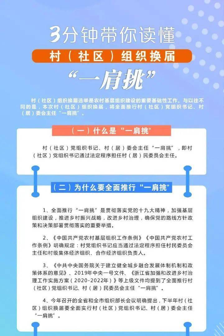 今年,村(社区)将全面换届,一图读懂"一肩挑"政策!
