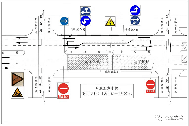交通导改请注意绕行