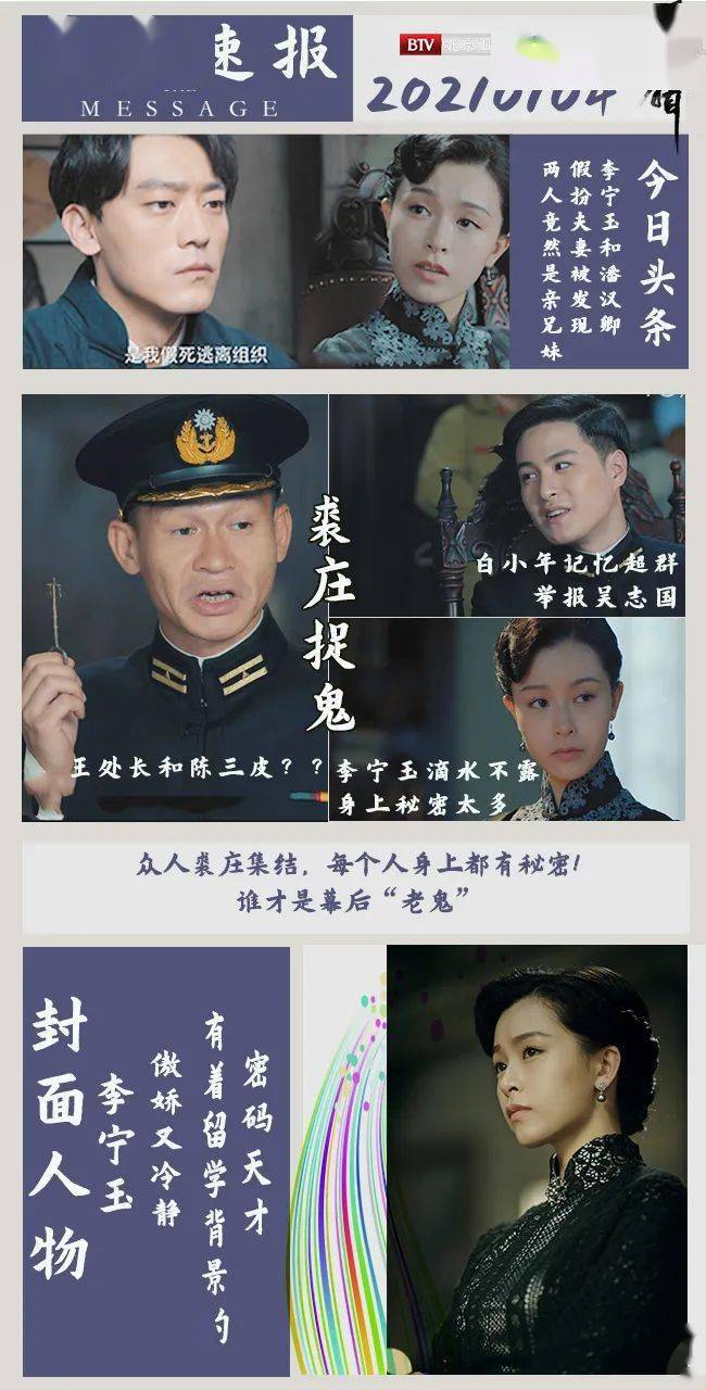 北京卫视《风声》裘庄速报一览↓本期封面人物——李宁玉_剧场