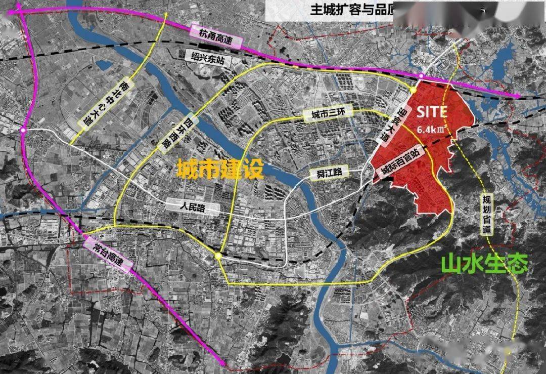 绍兴市东部,是联杭,接甬,通沪的中心节点;规划区位于上虞主城东部