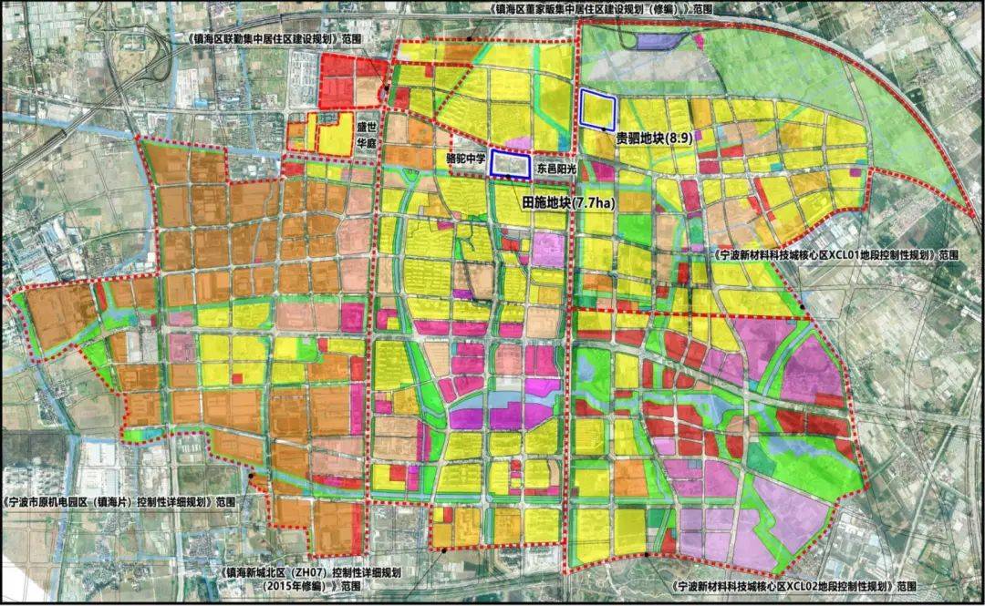 5控制指標 調整前用地規劃拼合圖 慈城新城板塊丨 駱駝板塊 丨鄞州