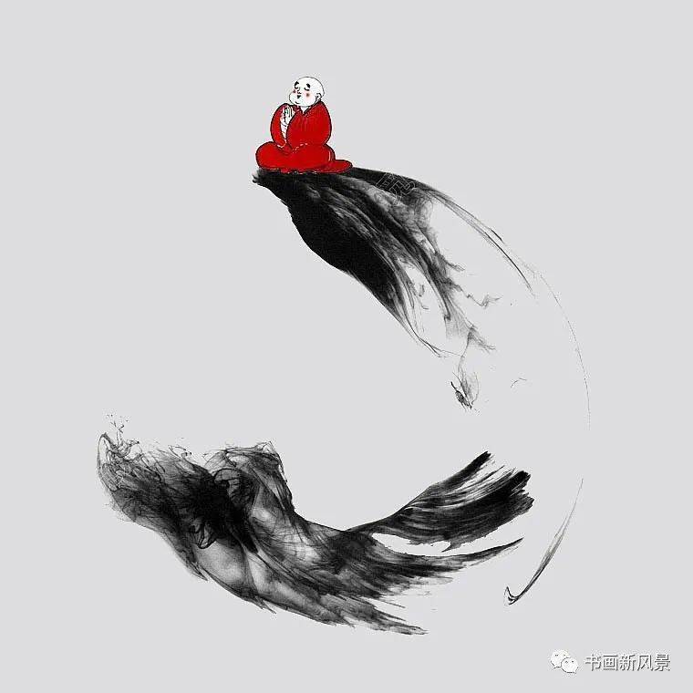 一组极简泼墨禅画