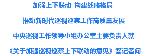 中央巡视工作领导小组办公室主要负责人就关于加强巡视巡察上下联动的