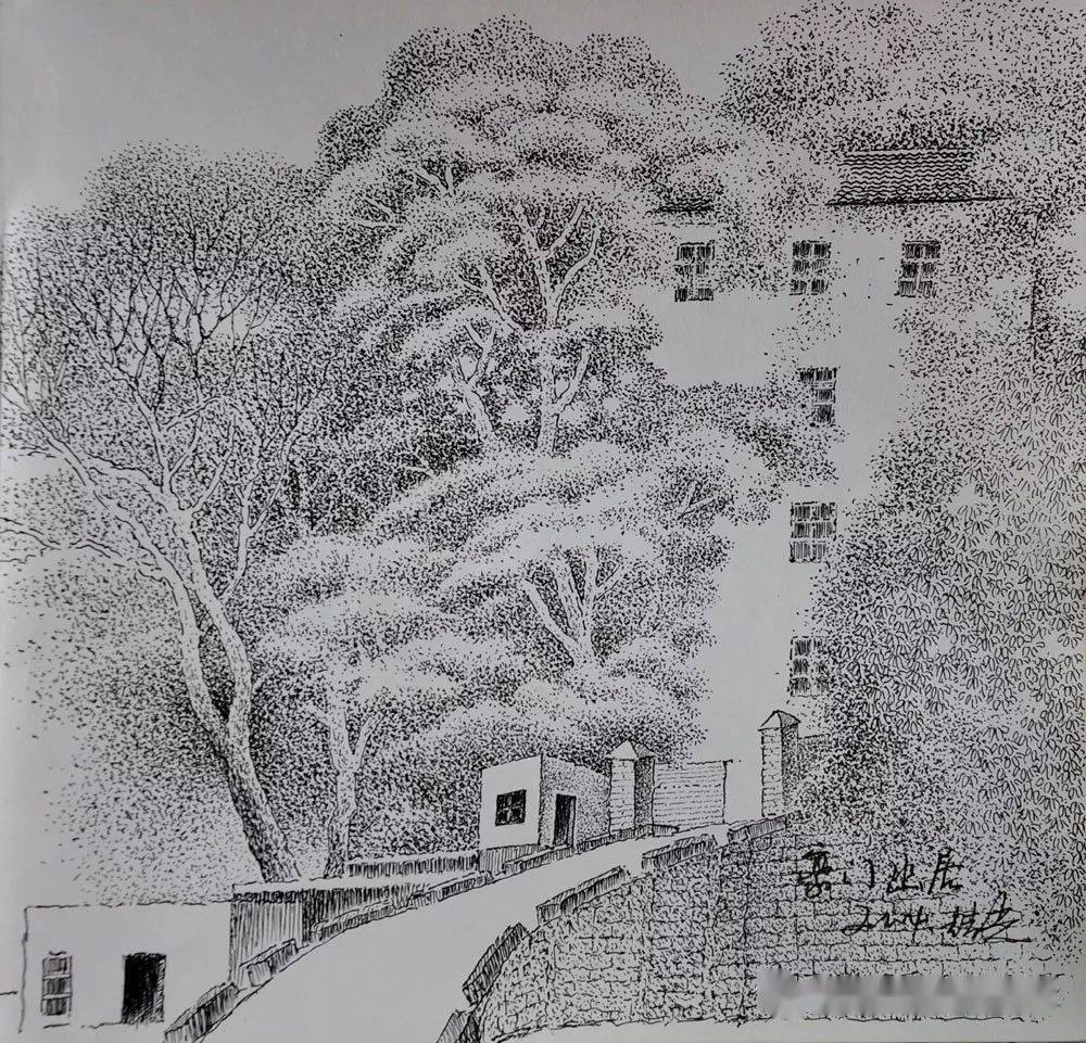 读罗哲光先生的钢笔画,与赏读他的国画一样,会使你忘掉画家所使用的