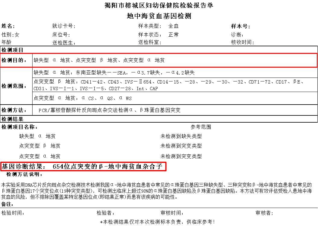 的2种类型)这时候就需要做进一步地中海贫血相关筛查和地中海基因检测