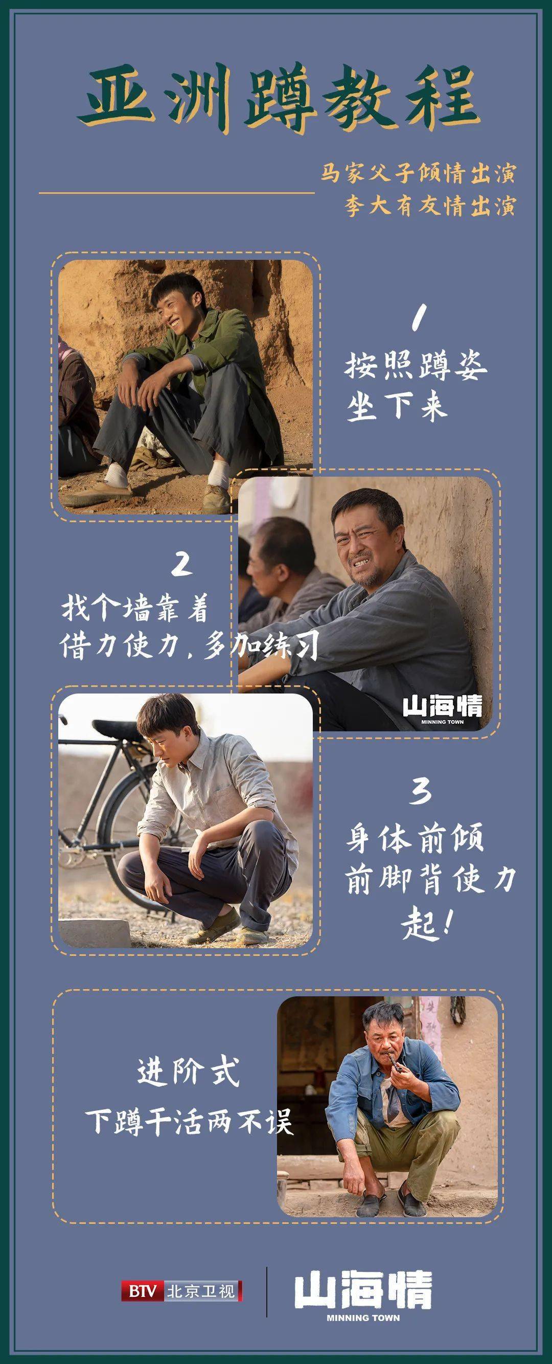 北京卫视《山海情》马家三父子教你"亚洲蹲"