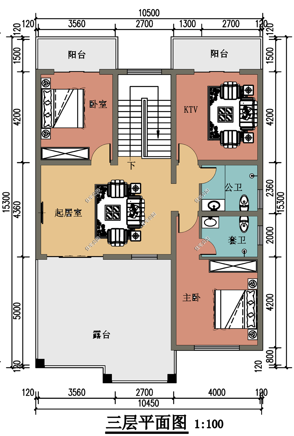 同樣的,三層這裡也設計了兩間臥室以供家人休憩.