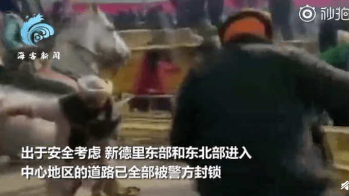 印度十万农民开拖拉机游行（图）