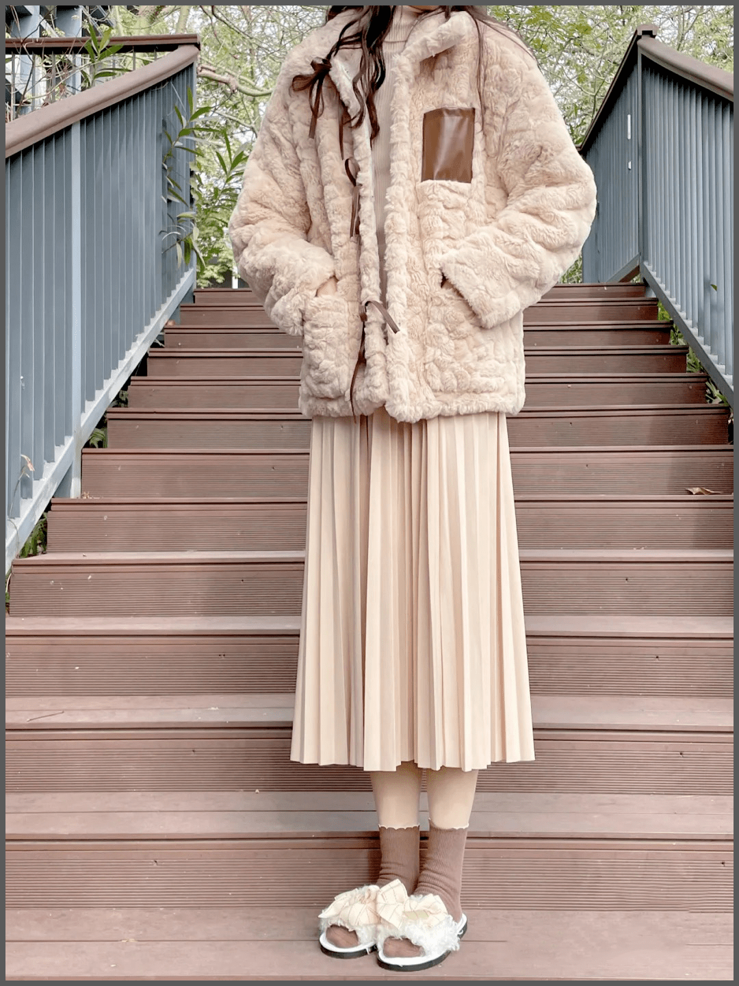 大衣 裙子,羊羔毛 裙子,冬天这么穿美得无可救药!