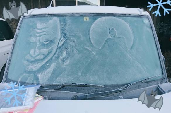 车玻璃雪上画画图片