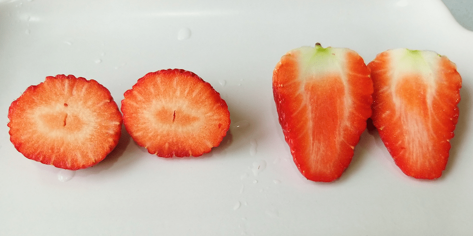 草莓横切和竖切的图片图片