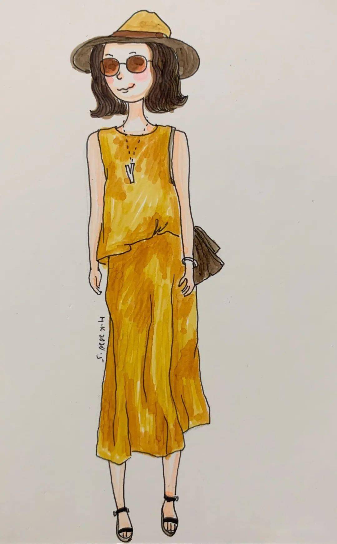 黄鹍老师日常手绘穿搭,时髦又实用,每一套都是穿搭范本~_孩儿