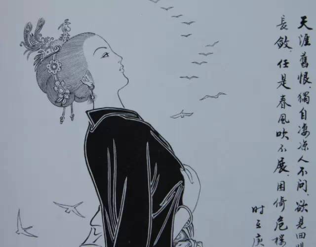 国画白描美女人物欣赏收藏临摹