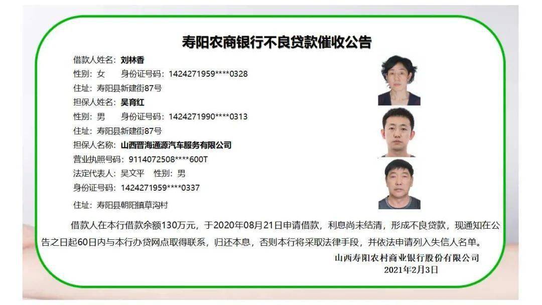 寿阳：不良贷款第十四期！看你认识吗？