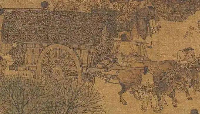 宋·张择端:《清明上河图》中的牛车进入春秋战国时期,随着战争的频繁