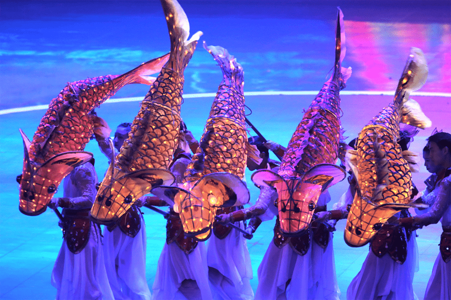 大足区贺新春非遗项目展播——万古鲤鱼灯舞_表演