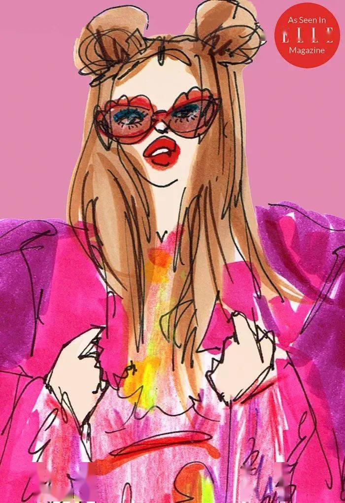 色彩冲击-时尚插画家anjelica roselyn凌乱线条下的色彩碰撞