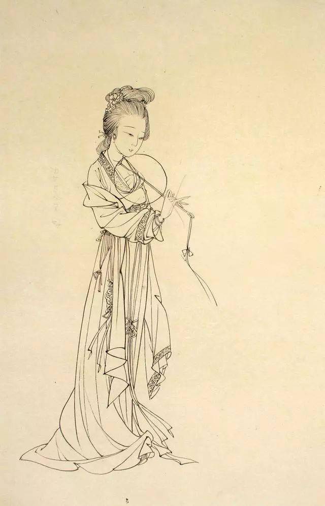 23幅蔡岚工笔画仕女白描线稿 ,太飘逸了