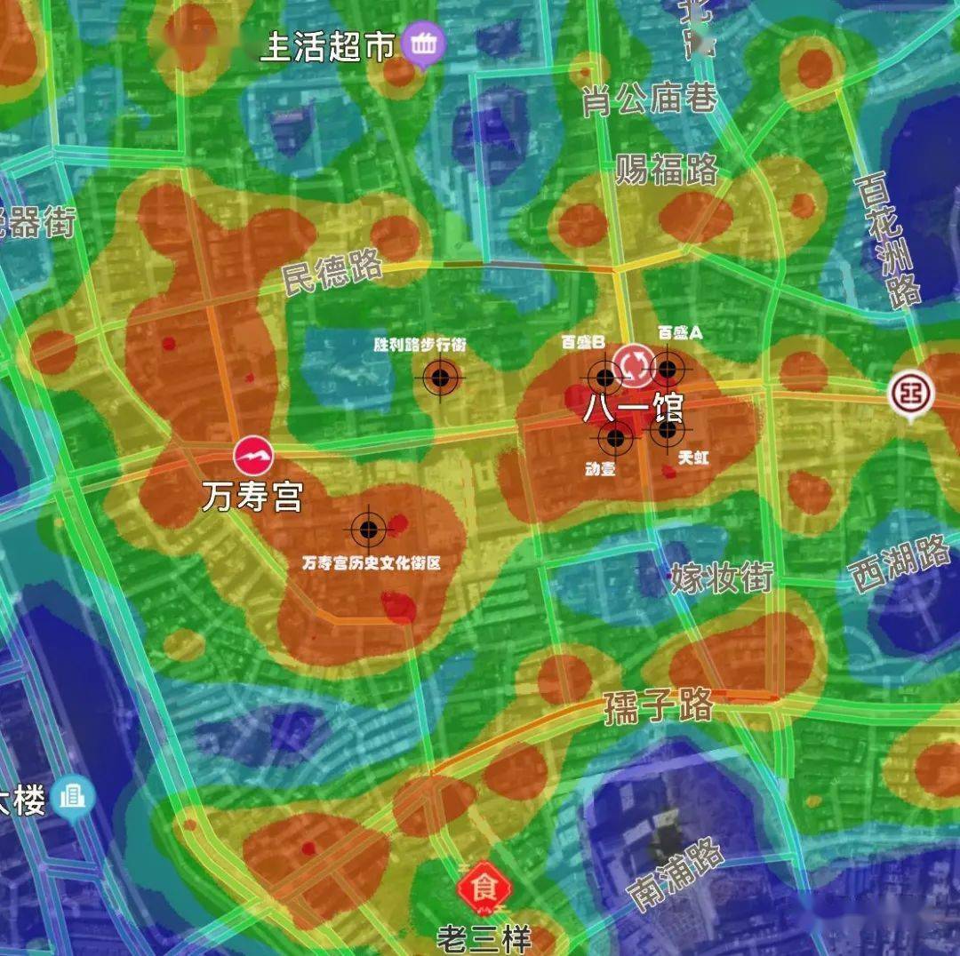 观察南昌的商圈热度以及现场走访我们依旧依照百度热力图你出去玩了吗