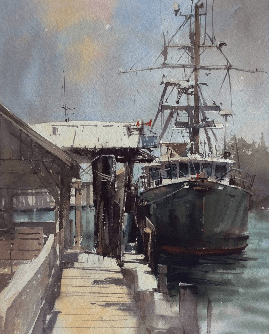 美国水彩画家vladislavyeliseyev作品欣赏船系列