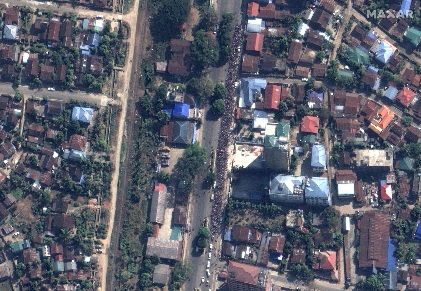 缅甸内比都卫星图2月13日,缅甸内比都卫星图