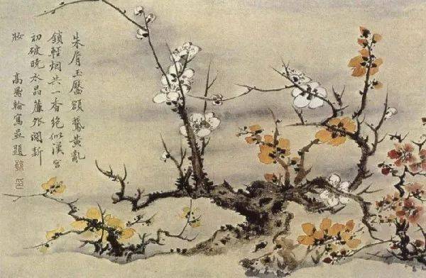 美品 掛け軸 ①桜井浩堂作 紅白梅に鶯図 ②荒木静昌作 南天に福寿草図 老梅愈老愈精神——古代梅花诗画，太惊艳了！_王谦