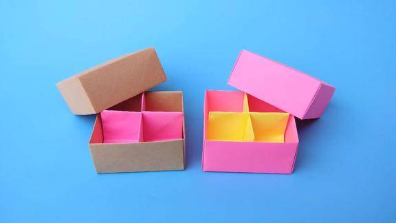 教你用纸折一个四格收纳盒简单易学有创意手工diy折纸教程