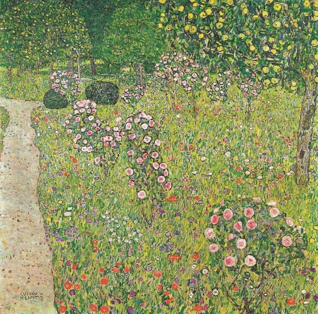《有玫瑰花的果园》克里姆特191208 klimt villa"克林姆特每年都会